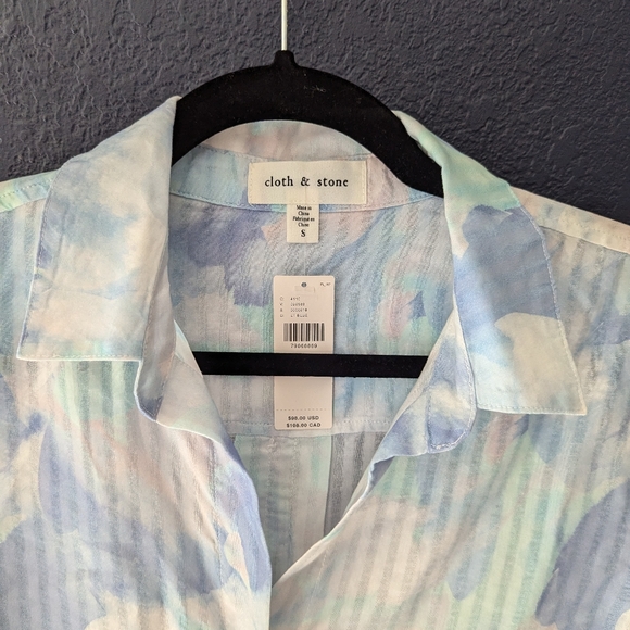 Cloth & Stone NWT multi colored blue blouse Small - Picture 4 of 11